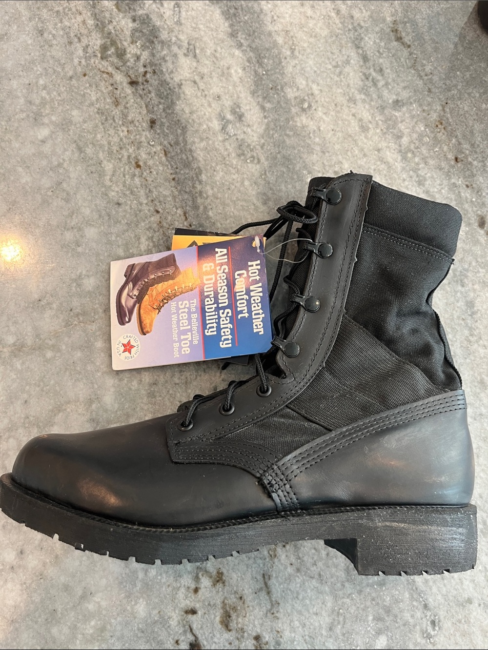 Military-Style  Steel Toe Black Work Boot  / size 9